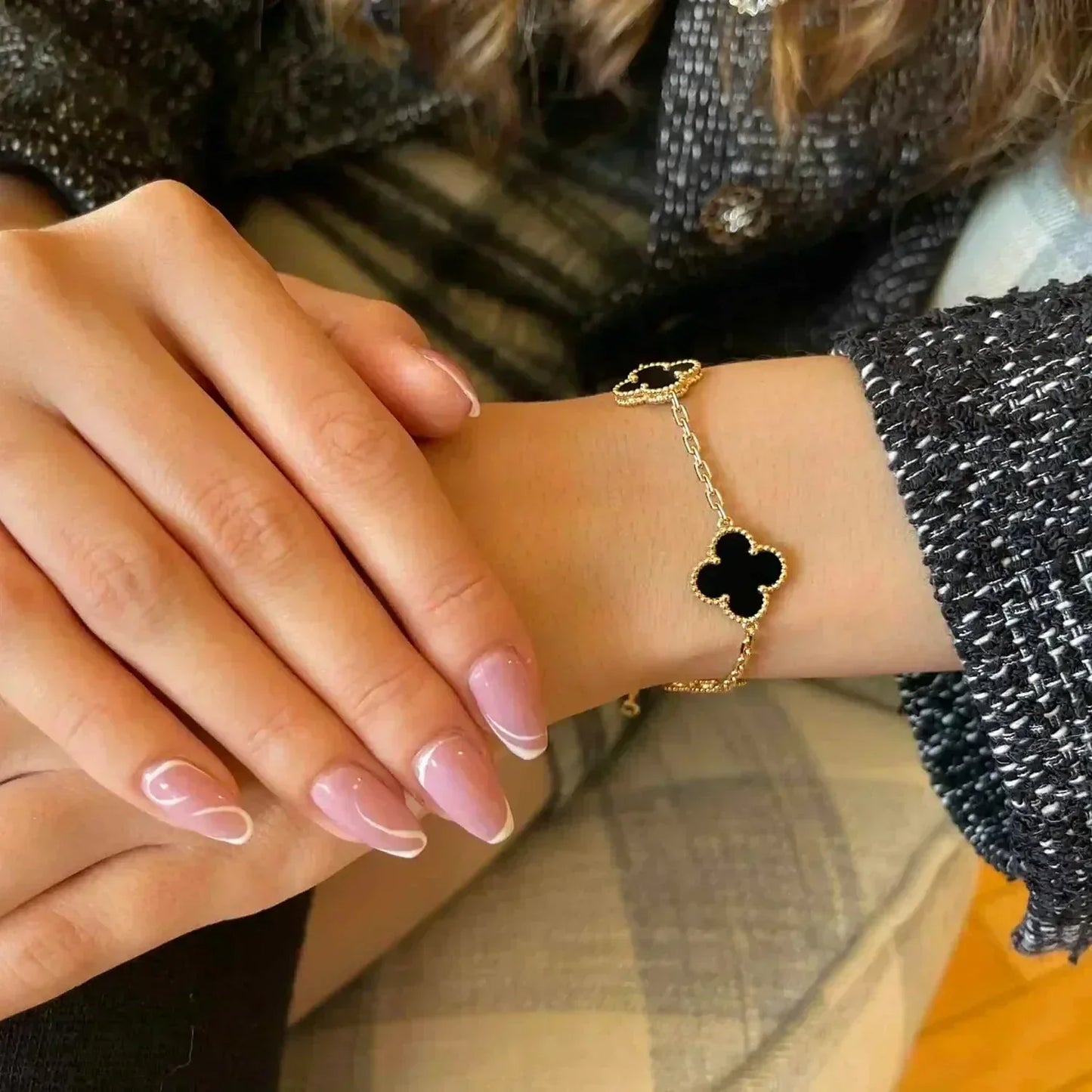 [Mystic Crown]CLOVER  5 MOTIFS BLACK ONYX BRACELET