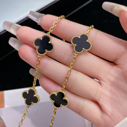 [Mystic Crown]CLOVER 10 MOTIFS ONYX NECKLACE
