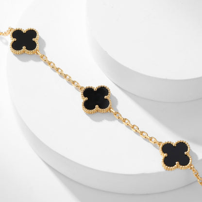 [Mystic Crown]CLOVER 10 MOTIFS ONYX NECKLACE