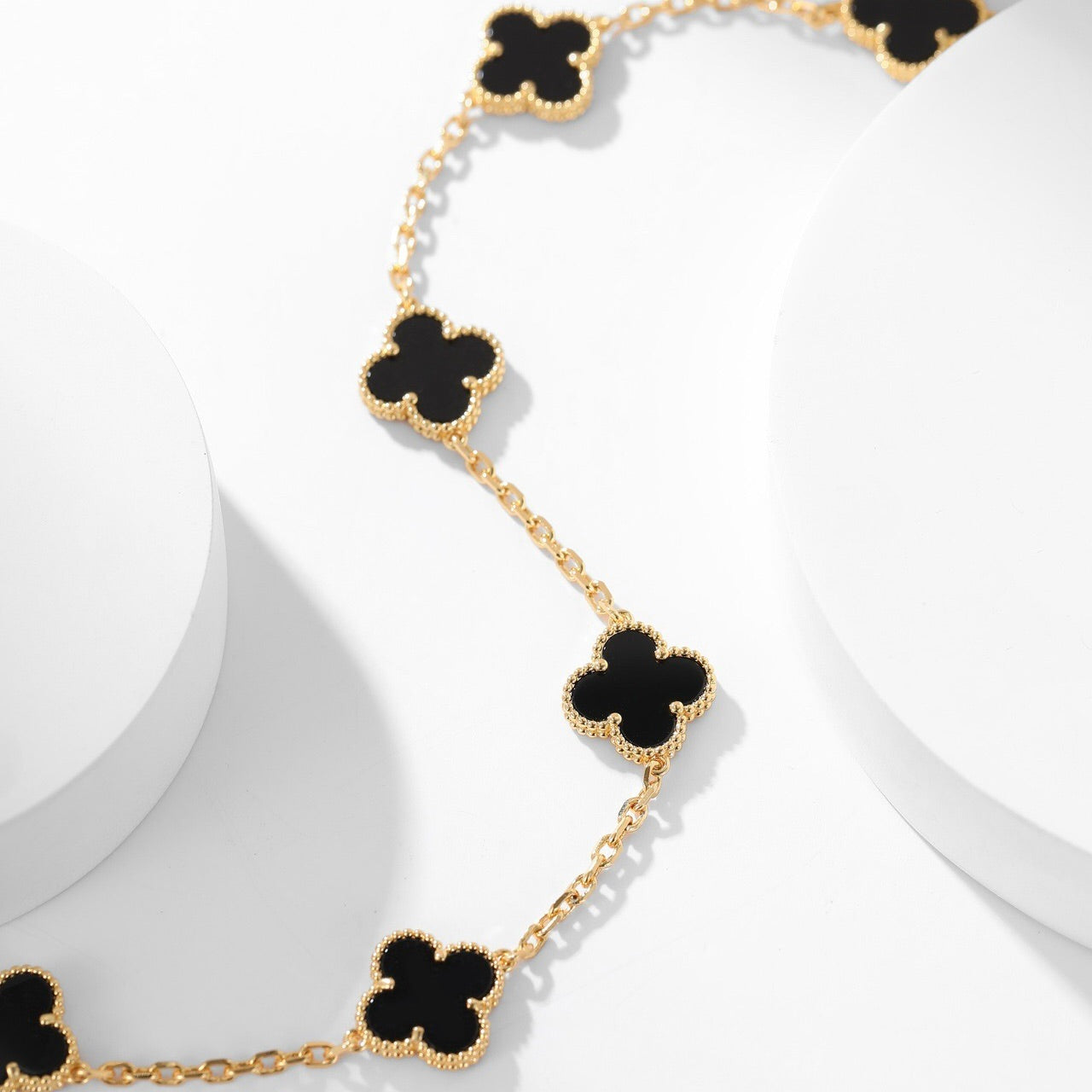 [Mystic Crown]CLOVER 10 MOTIFS ONYX NECKLACE
