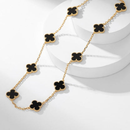 [Mystic Crown]CLOVER 10 MOTIFS ONYX NECKLACE