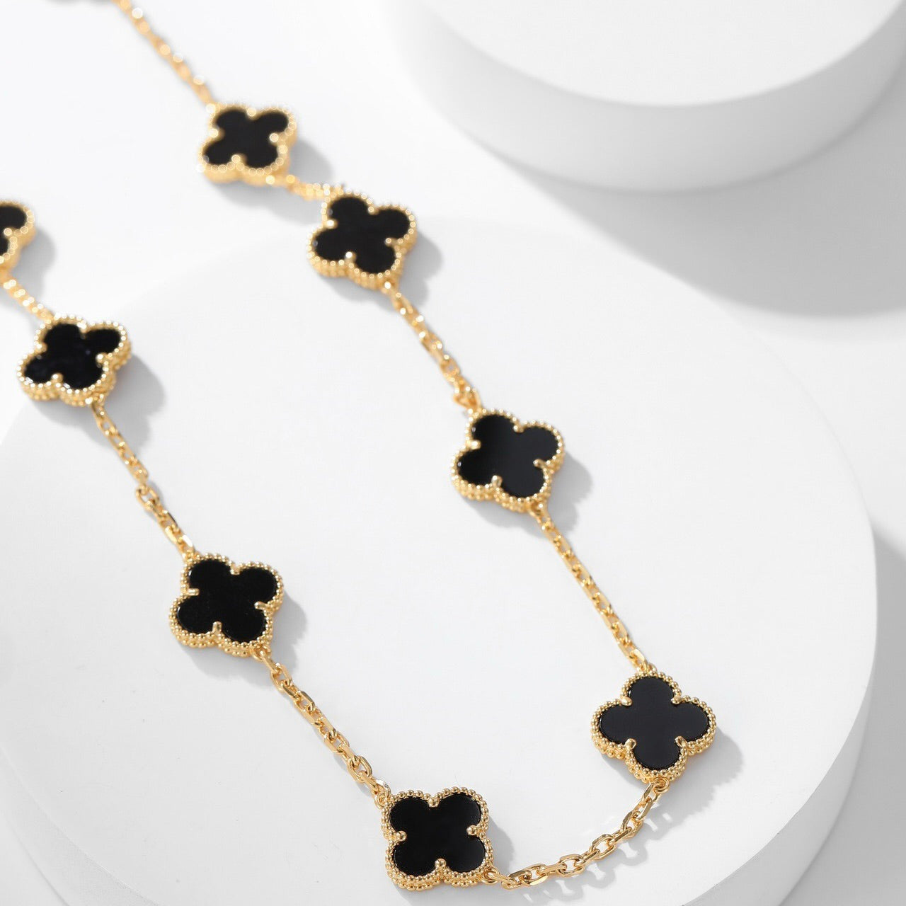 [Mystic Crown]CLOVER 10 MOTIFS ONYX NECKLACE