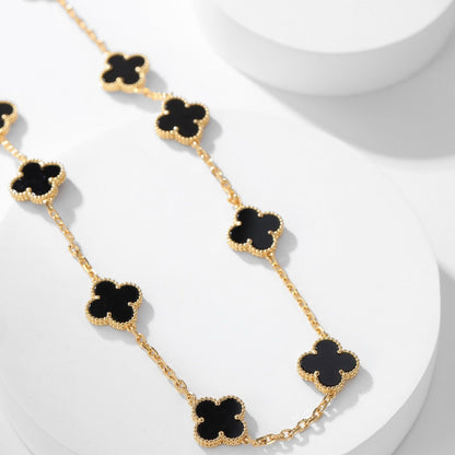 [Mystic Crown]CLOVER 10 MOTIFS ONYX NECKLACE