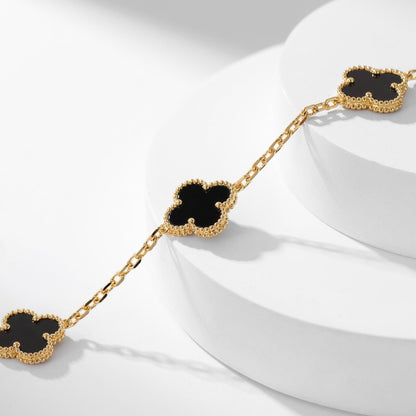 [Mystic Crown]CLOVER 10 MOTIFS ONYX NECKLACE