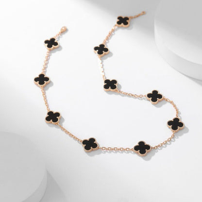 [Mystic Crown]CLOVER 10 MOTIFS ONYX NECKLACE