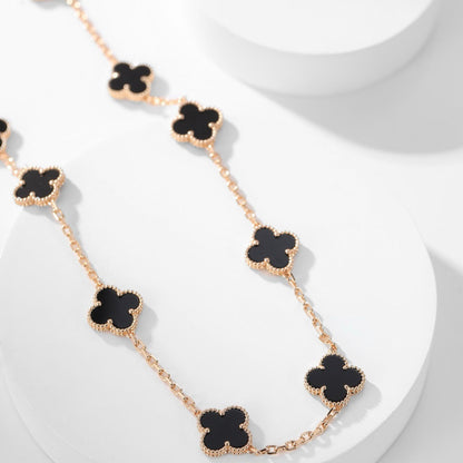 [Mystic Crown]CLOVER 10 MOTIFS ONYX NECKLACE
