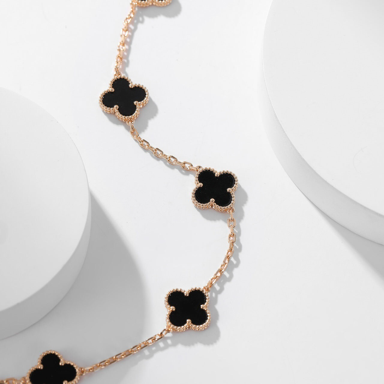 [Mystic Crown]CLOVER 10 MOTIFS ONYX NECKLACE