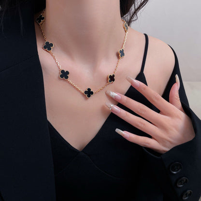 [Mystic Crown]CLOVER 10 MOTIFS ONYX NECKLACE