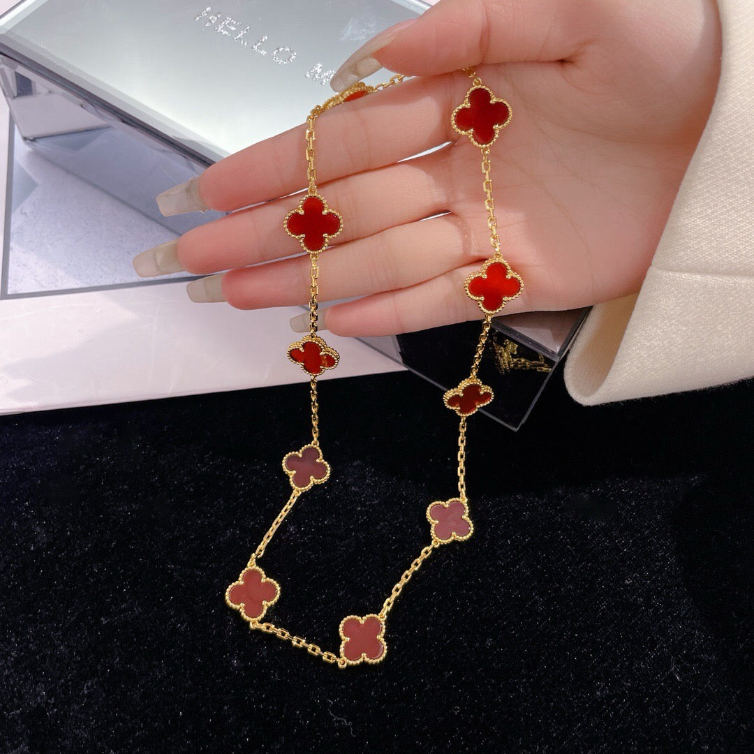 [Mystic Crown]CLOVER 10 MOTIFS CARNELIAN NECKLACE