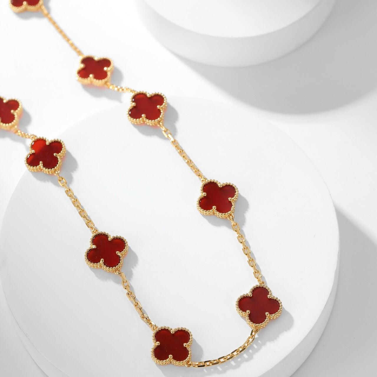 [Mystic Crown]CLOVER 10 MOTIFS CARNELIAN NECKLACE