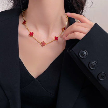 [Mystic Crown]CLOVER 10 MOTIFS CARNELIAN NECKLACE