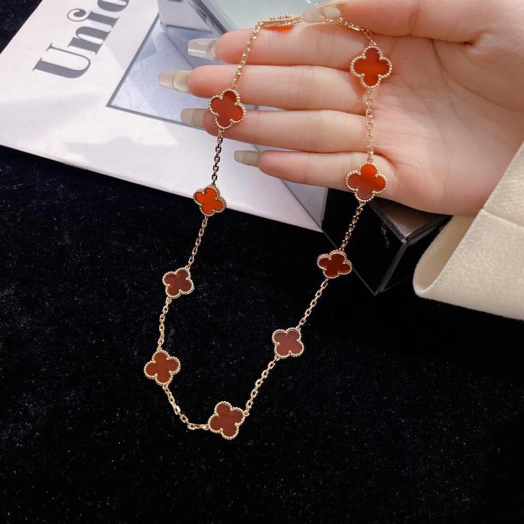 [Mystic Crown]CLOVER 10 MOTIFS CARNELIAN NECKLACE