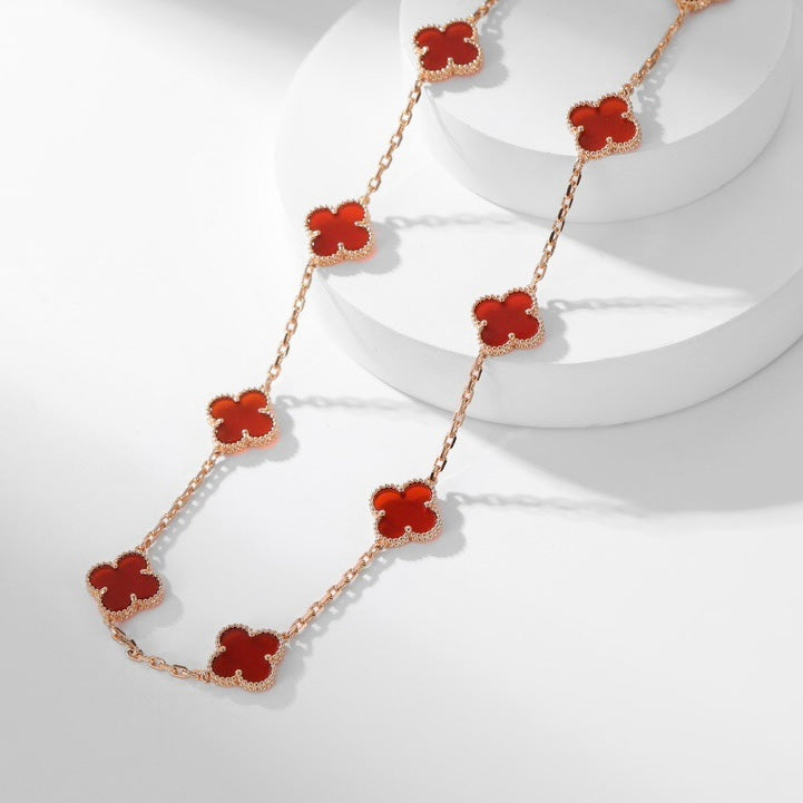 [Mystic Crown]CLOVER 10 MOTIFS CARNELIAN NECKLACE