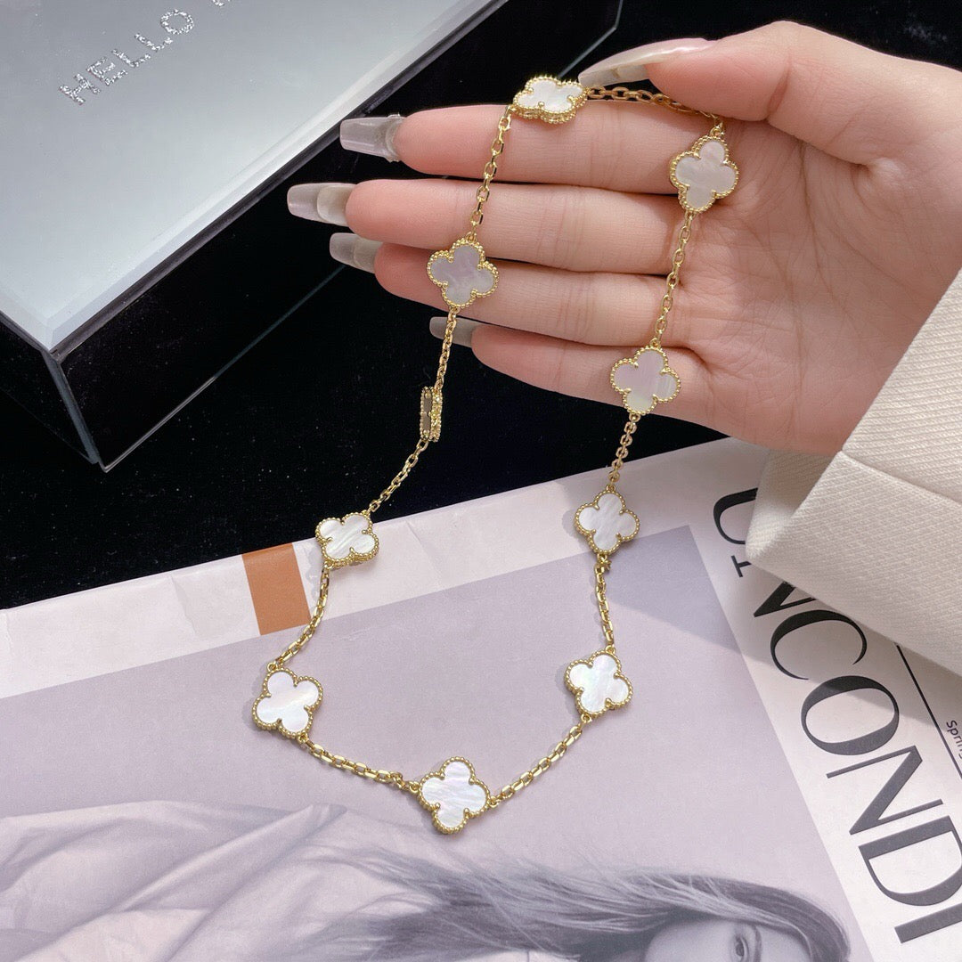 [Mystic Crown]CLOVER 10 MOTIFS WHITE MOTHER OF PEARL NECKLACE