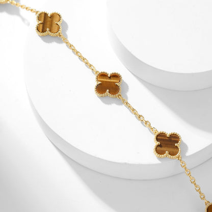 [Mystic Crown]CLOVER 10 MOTIFS TIGER EYE NECKLACE