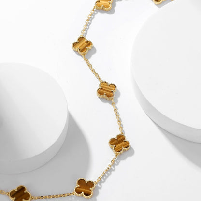 [Mystic Crown]CLOVER 10 MOTIFS TIGER EYE NECKLACE