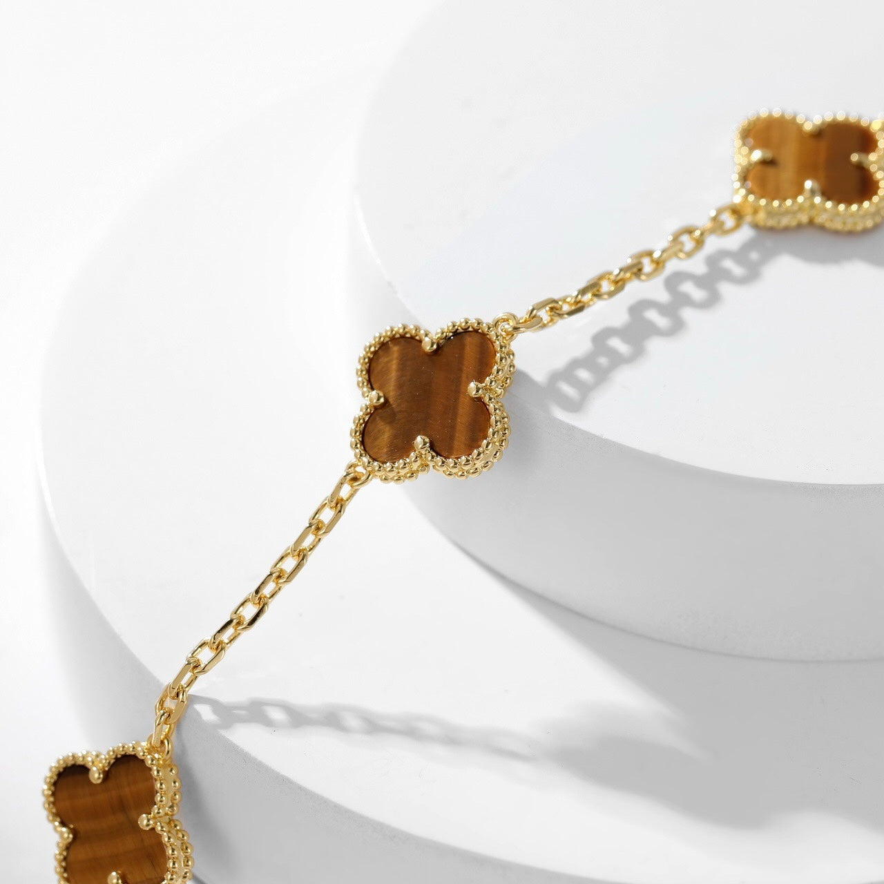 [Mystic Crown]CLOVER 10 MOTIFS TIGER EYE NECKLACE