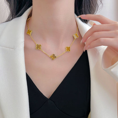 [Mystic Crown]CLOVER 10 MOTIFS TIGER EYE NECKLACE