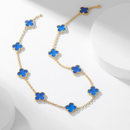 [Mystic Crown]CLOVER 10 MOTIFS BLUE AGATE NECKLACE