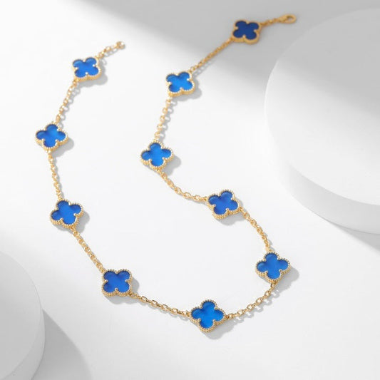 [Mystic Crown]CLOVER 10 MOTIFS BLUE AGATE NECKLACE