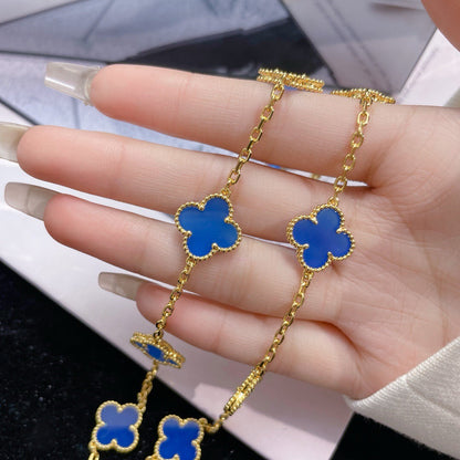 [Mystic Crown]CLOVER 10 MOTIFS BLUE AGATE NECKLACE