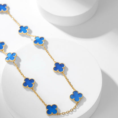 [Mystic Crown]CLOVER 10 MOTIFS BLUE AGATE NECKLACE