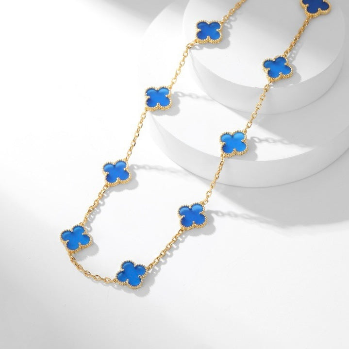 [Mystic Crown]CLOVER 10 MOTIFS BLUE AGATE NECKLACE
