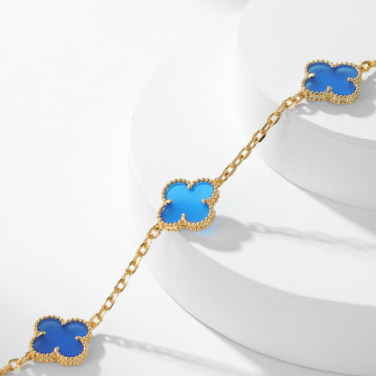 [Mystic Crown]CLOVER 10 MOTIFS BLUE AGATE NECKLACE
