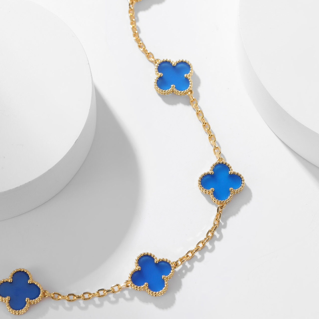 [Mystic Crown]CLOVER 10 MOTIFS BLUE AGATE NECKLACE