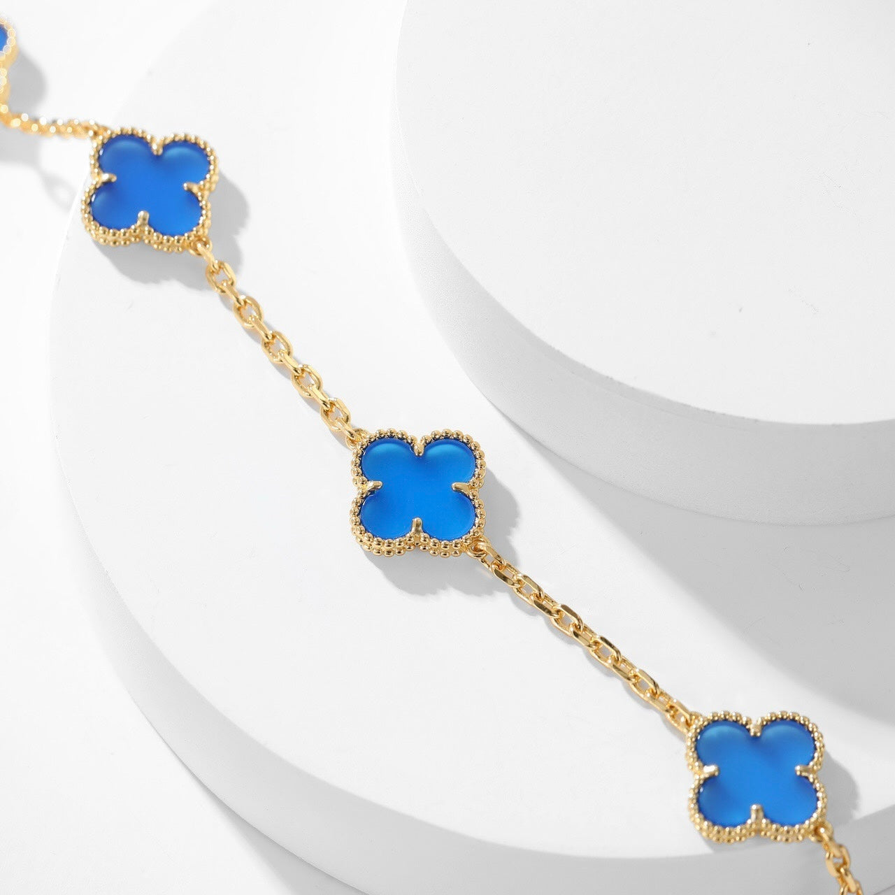 [Mystic Crown]CLOVER 10 MOTIFS BLUE AGATE NECKLACE