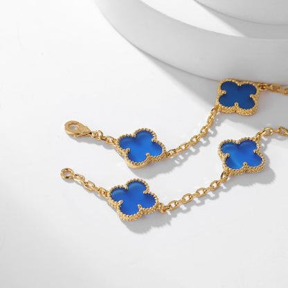 [Mystic Crown]CLOVER 10 MOTIFS BLUE AGATE NECKLACE