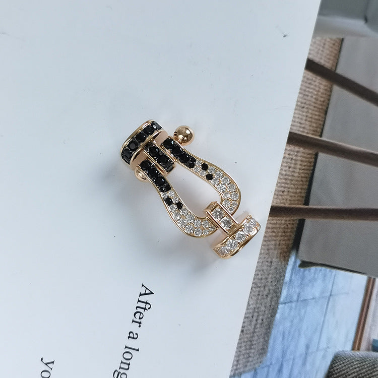 [Mystic Crown]FORCE LARGE HORSESHOE BLACK WHITE DIAMOND BRACELET SILVER