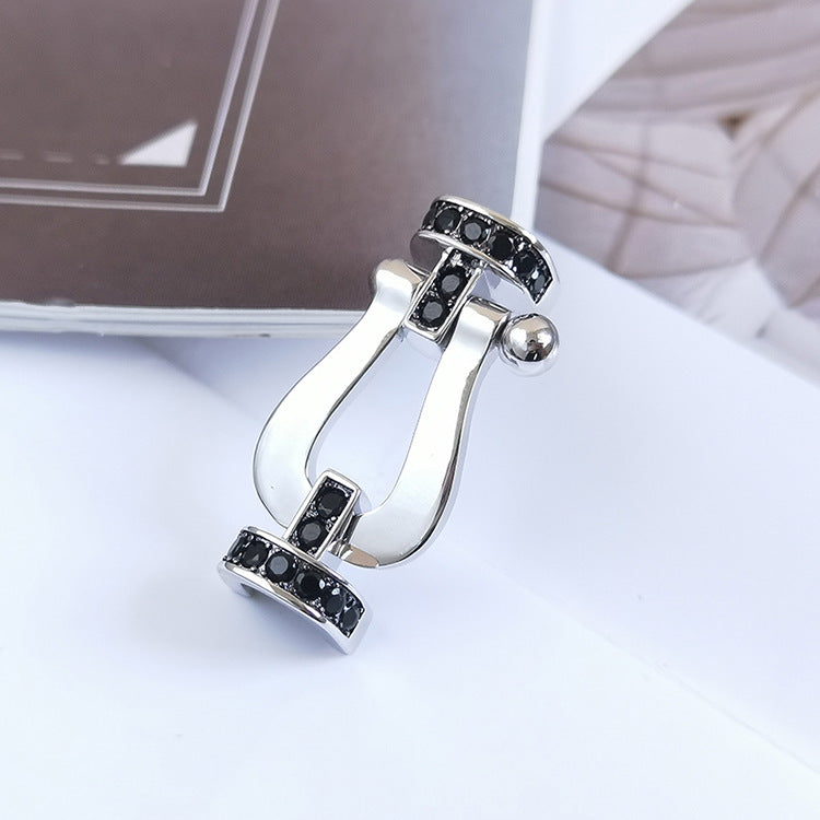 [Mystic Crown]FORCE LARGE HORSESHOE BLACK DIAMOND BRACELET SILVER