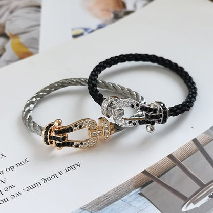[Mystic Crown]FORCE LARGE HORSESHOE BLACK WHITE DIAMOND BRACELET ROSE GOLD