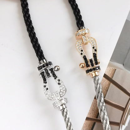 [Mystic Crown]FORCE LARGE HORSESHOE BLACK WHITE DIAMOND BRACELET SILVER
