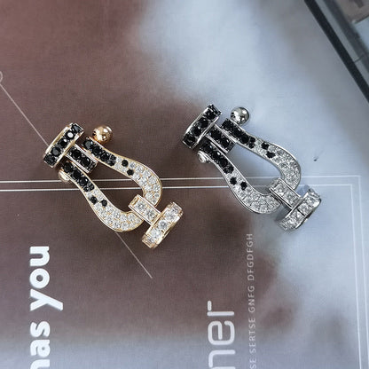 [Mystic Crown]FORCE LARGE HORSESHOE BLACK WHITE DIAMOND BRACELET SILVER