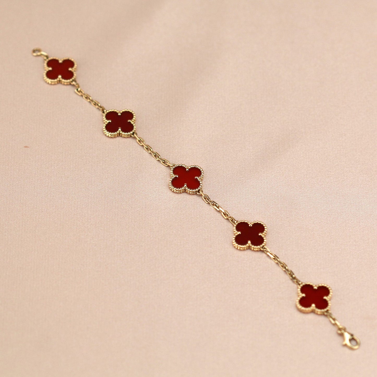 [Mystic Crown]CLOVER 5 MOTIFS RED AGATE  BRACELET