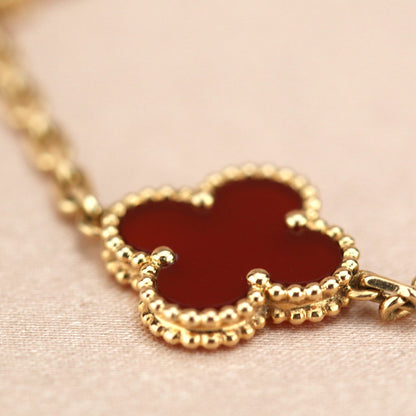 [Mystic Crown]CLOVER 5 MOTIFS RED AGATE  BRACELET