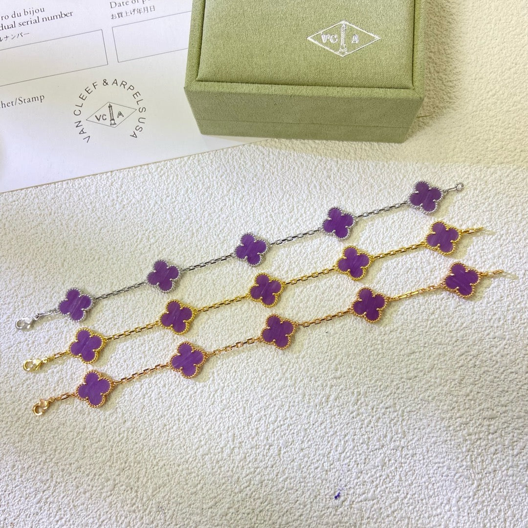 [Mystic Crown]CLOVER  5 MOTIFS  PURPLE VIOLET BRACELET-w