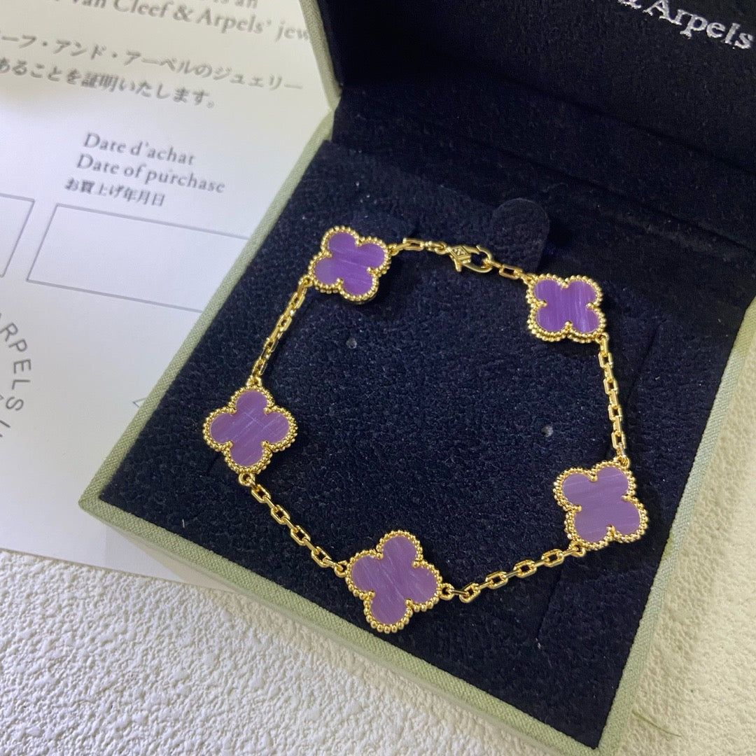 [Mystic Crown]CLOVER  5 MOTIFS  PURPLE VIOLET BRACELET-w