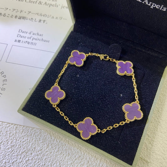 [Mystic Crown]CLOVER  5 MOTIFS  PURPLE VIOLET BRACELET-w