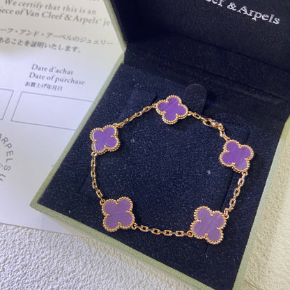 [Mystic Crown]CLOVER  5 MOTIFS  PURPLE VIOLET BRACELET-w