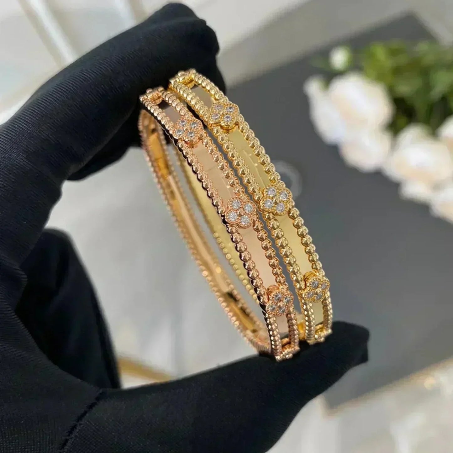 [Mystic Crown]CLOVER BRACELET 4MM DIAMONDS