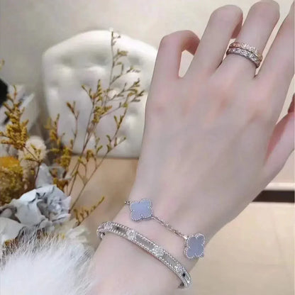 [Mystic Crown]CLOVER  5 MOTIF PURPLE CHALCEDONY BRACELET SILVER