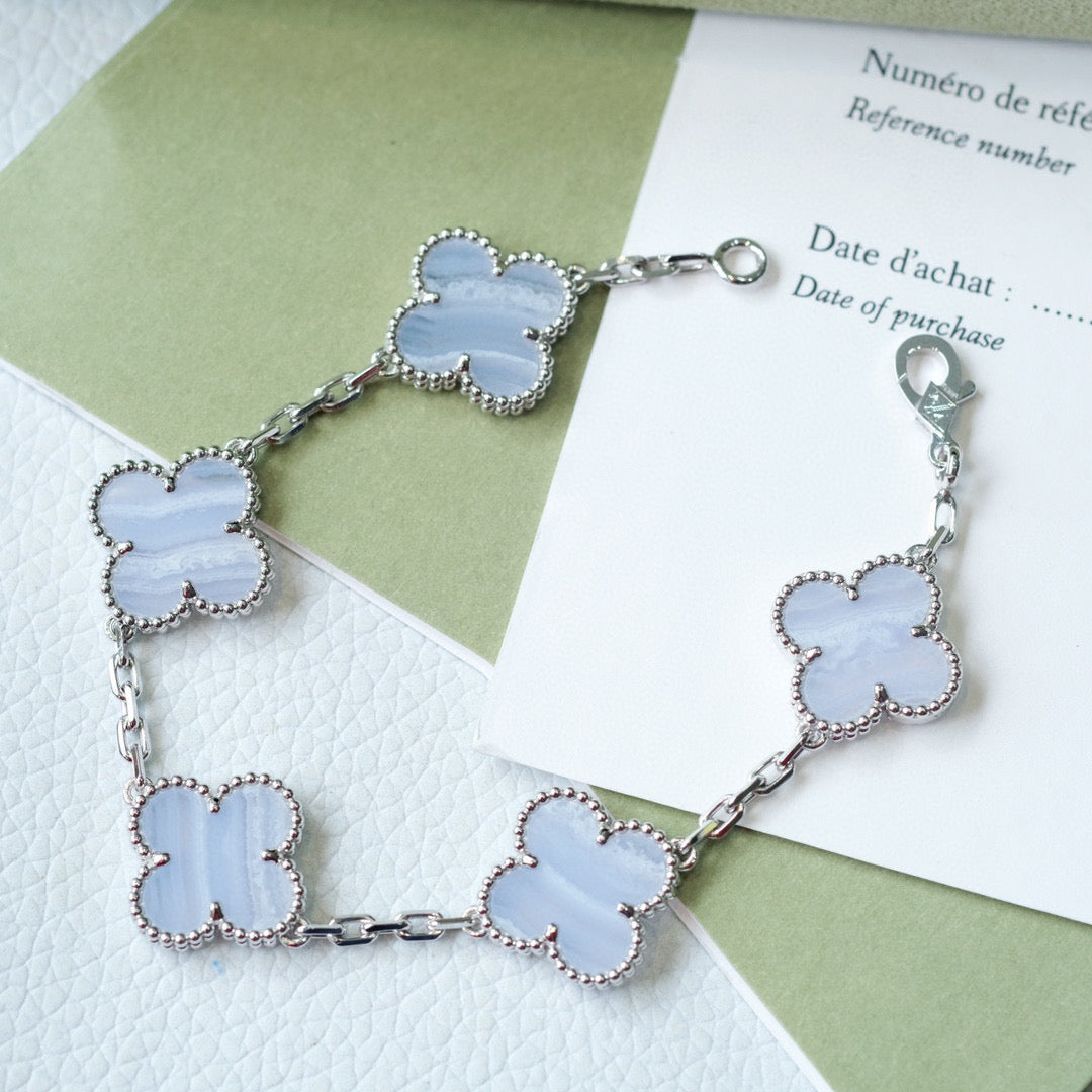 [Mystic Crown]CLOVER  5 MOTIF PURPLE CHALCEDONY BRACELET SILVER