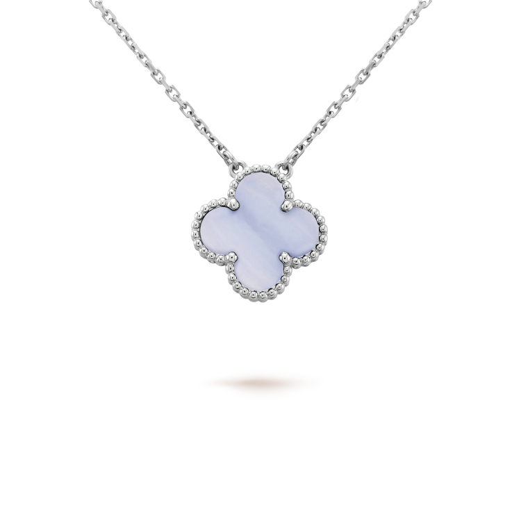 [Mystic Crown]CLOVER 15MM BLUE CHALCEDONY NECKLACE SILVER