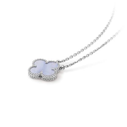[Mystic Crown]CLOVER 15MM BLUE CHALCEDONY NECKLACE SILVER