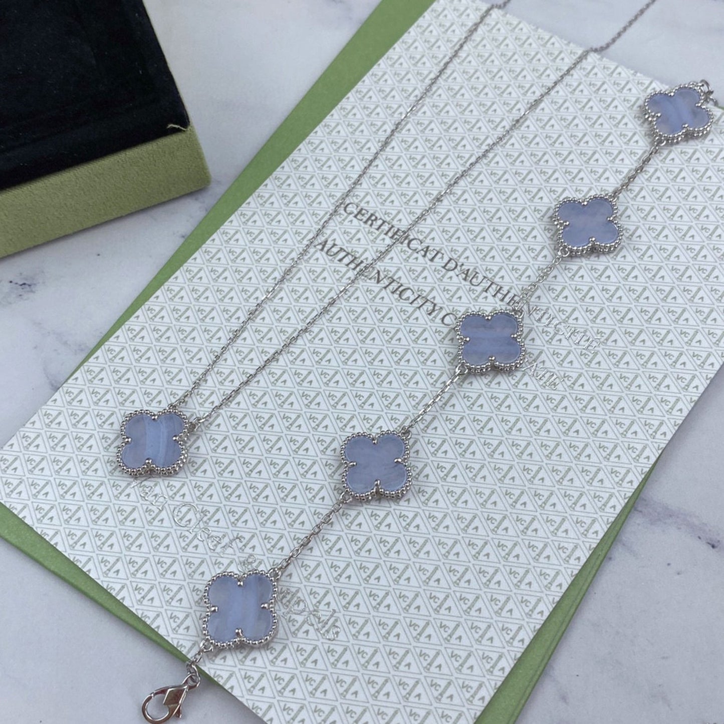 [Mystic Crown]CLOVER  5 MOTIF PURPLE CHALCEDONY BRACELET SILVER