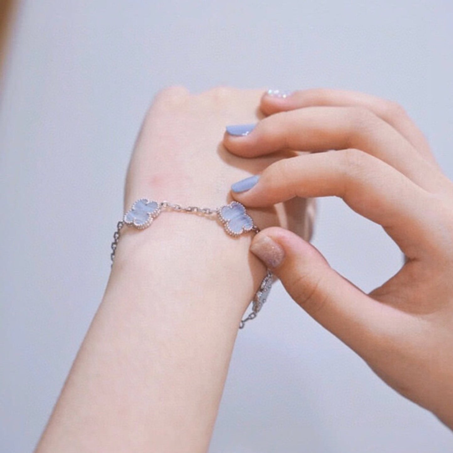 [Mystic Crown]CLOVER  5 MOTIF PURPLE CHALCEDONY BRACELET SILVER