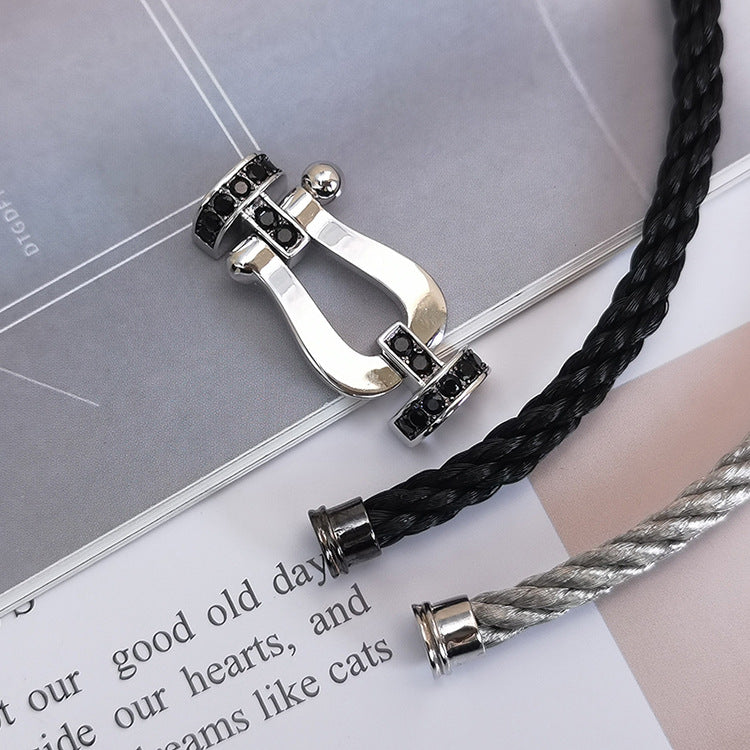 [Mystic Crown]FORCE LARGE HORSESHOE BLACK DIAMOND BRACELET SILVER